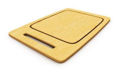 Wooden Cutting Board on a White Background 3D Rendering