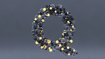 Abstract font background. The letter Q