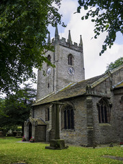 Fototapeta na wymiar St Christophers Church in Pott Shrigley which is in Cheshire East, England. It contains 19 buildings that are recorded in the National Heritage List for England as designated listed buildings 