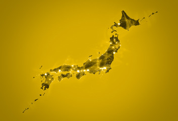 Obraz premium 日本地図パワーエネルギー黄色