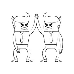 blurred silhouette image cartoon business men in discussion vector illustration