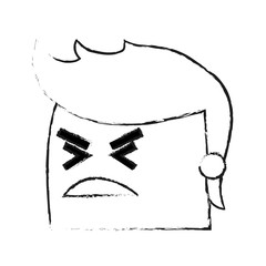 blurred silhouette image side view face cartoon man with angry expression vector illustration