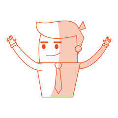 red silhouette image half body cartoon business guy with hands up vector illustration