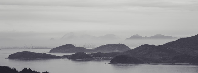 A view of the misty islands, early in the morning