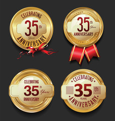 Anniversary golden retro vintage labels collection 