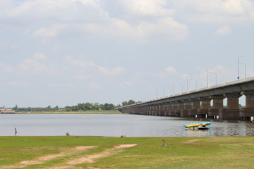 Fototapeta na wymiar Bridge over Lam Pao Dam, Kalasin, Thailand