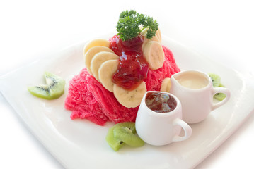 Bing Su with Strawberry,Korean dessert.