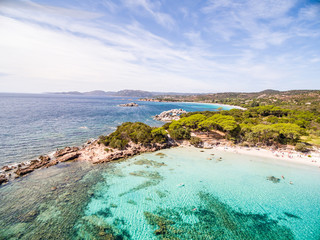 Plage de Palombaggia form above on corse