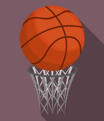 Fototapeta na wymiar basketball hoop and ball icon over purple background. colorful design. vector illustration