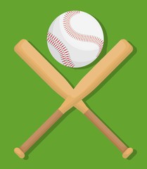 baseball ball and bats icon over green background. colorful design. vector illustration