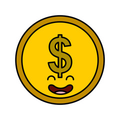 coin money kawaii character vector illustration design