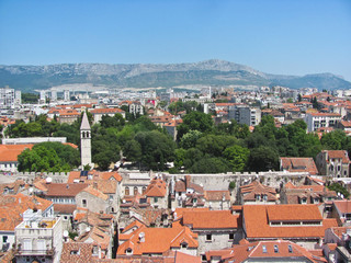 Fototapeta na wymiar View of Split from the top of the Bell Tower near Diocletian’s Palace.