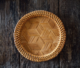 empty basket on wood