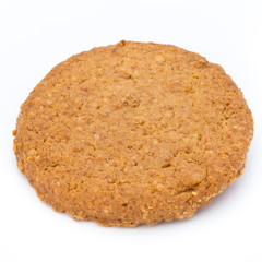 Stacked short pastry cookies isolated on white background.