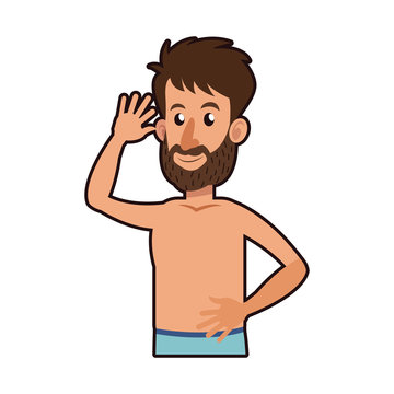 character bearded man without shirt image vector illustration design