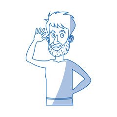 character bearded man without shirt image vector illustration design