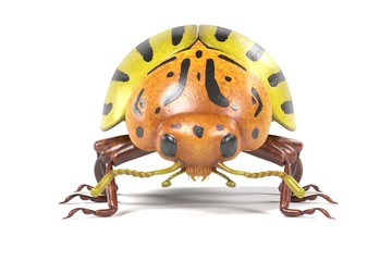 realistic 3d render of potato beetle