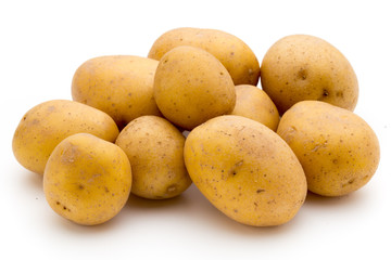 Raw potato isolated on white background.