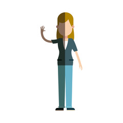 character woman female standing arm up vector illustration