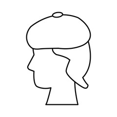 profile head human with hat vector illustration