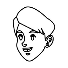 head boy young facial expression line vector illustration