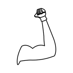 outlined arm muscle strong sport vector illustration