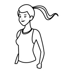 sport girl athletic fitness line vector illustration