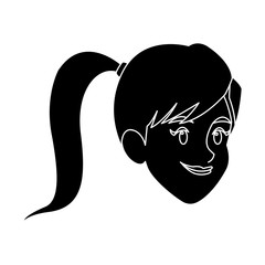 face girl smile comic image silhouette vector illustration