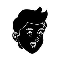 head boy young facial expression silhouette vector illustration