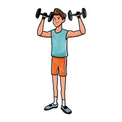 Fototapeta na wymiar sport man fitness biceps muscle draw vector illustration