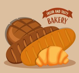 breads and croissant icon. bakery products concept. colorful design. vector illustration