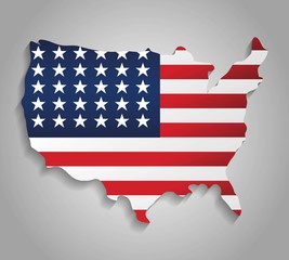 usa country map icon with usa flag colors over gray background. colorful design. vector illustration