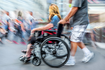 Fototapeta na wymiar disabled on a city street