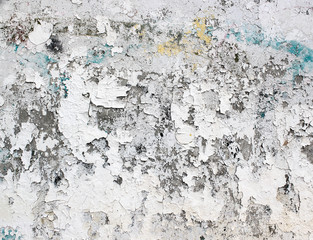 старая белая стена с облезлой краской, текстура стены, отделка здания