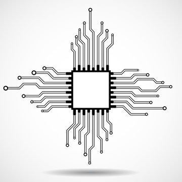 Cpu. Microprocessor. Microchip. Circuit board.  illustration