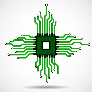 Cpu. Microprocessor. Microchip. Circuit board.  illustration