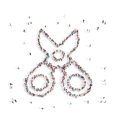 People walking in scissors .3D illustration. 3D rendering.