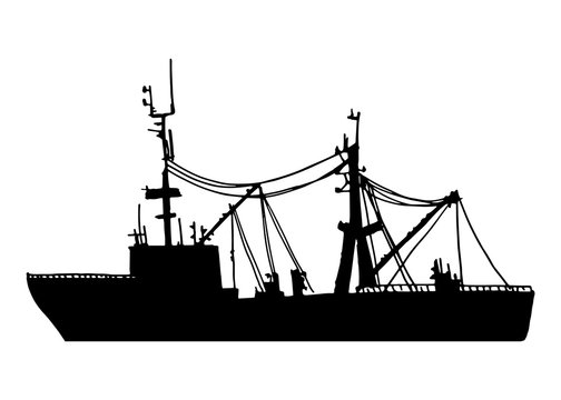 Trawler vector silhouette isolated