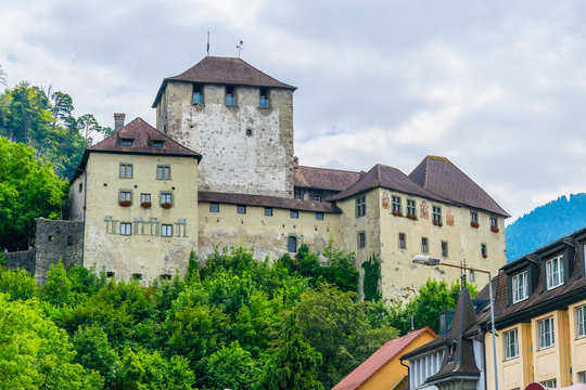View of the schattenburg castle in Feldkirch, Austria.