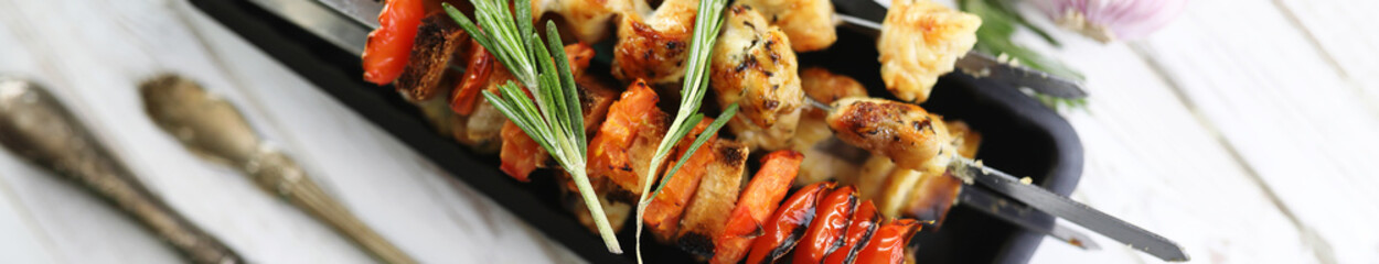 long horizontal background of kebab