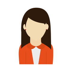 faceless woman with long straight hair icon image vector illustration design 