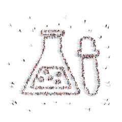 People walking in a Chemical bulb . 3D illustration. 3D rendering.