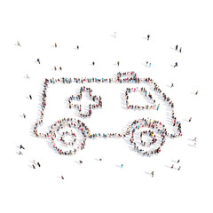 People walking in a Ambulance . 3D illustration. 3D rendering.