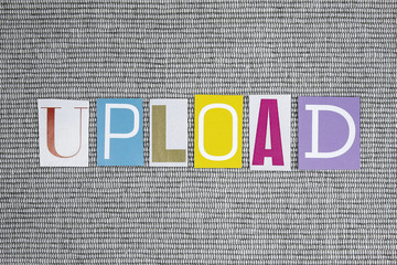 upload word on grey background