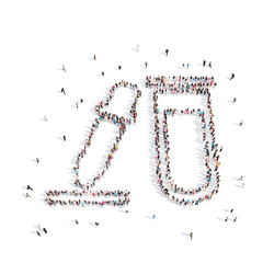 People walking in a Chemical bulb . 3D illustration. 3D rendering.