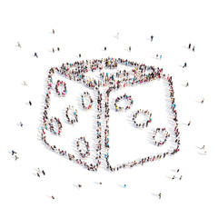 People walking in a dice . 3D illustration. 3D rendering.