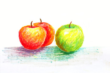 apples oil pastel painting