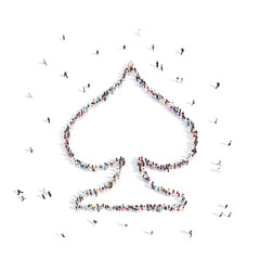 People walking in a playing cards . 3D rendering.