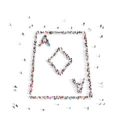 People walking in a playing cards . 3D rendering.