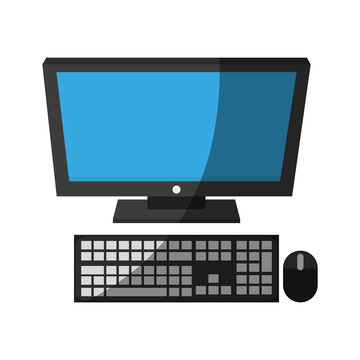 computer with keyboard and mouse icon image vector illustration design 